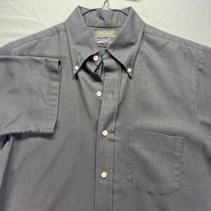 True Vintage Button Down Shirt Men Medium Black Short Sleeve National Grunge 70s